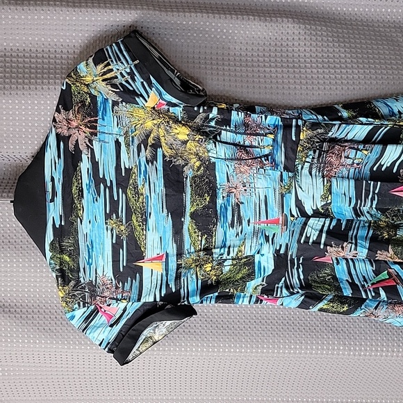 Unique Vintage Rockabilly Pin Up Tropical Hawaiian Print Dress Size XS - Picture 7 of 8